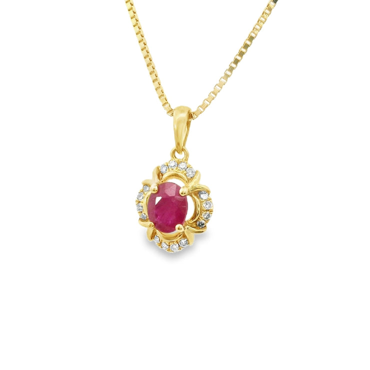 natural-oval-red-ruby-and-diamond-vintage-halo-pendant-gemstone-vancouver-Fame-Diamonds
