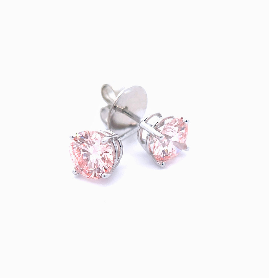 Over IGI Certified Lab Diamond Fancy Intense Pink Stud