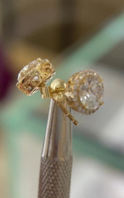 Halo-lab-diamond-stud-earrings-yellow-gold-Fame-Diamonds