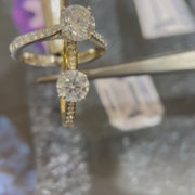 1 ct Round Lab-Grown Diamond Solitaire 18K Gold Channel Set Accent Diamond Engagement Ring