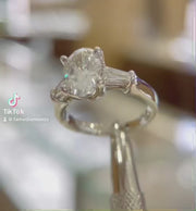2.1ct Oval Lab-Grown Diamond 14K White Gold Three-stone engagement ring
