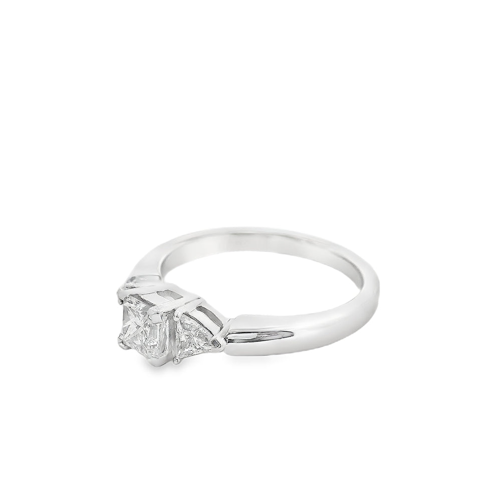 0.50ct 18K Princess cut and Triangular Canadian Diamond engagement ring ...