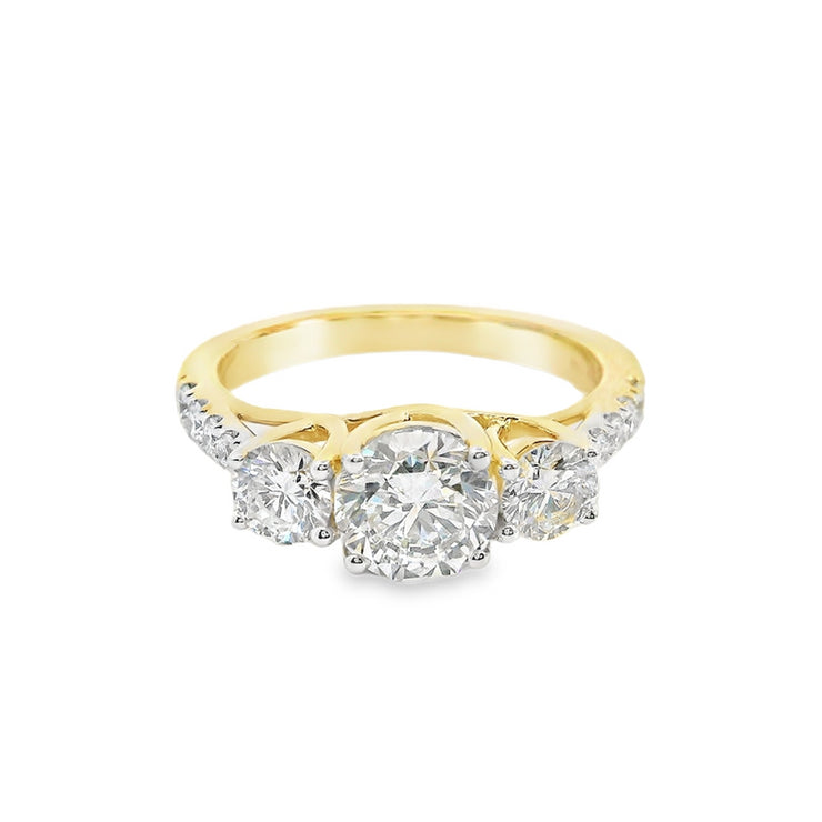 round-Trinity-lab-grown-diamond-wngagement-ring-14k-yellow-gold-Fame-Diamonds
