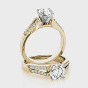 Four Prongs Peg Head Round Brilliant Cut Diamond Engagement Ring(  0.68 CTW)