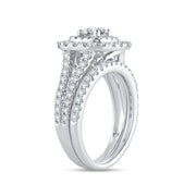 14K WHITE GOLD 2.00 CT. TW. DIAMOND DOUBLE HALO SPLIT SHANK BRIDAL RING