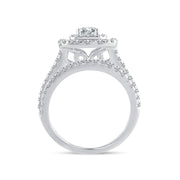 14K WHITE GOLD 2.00 CT. TW. DIAMOND DOUBLE HALO SPLIT SHANK BRIDAL RING