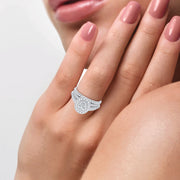 14k White Gold 1.00 Ct. Tw. Oval Cut Diamond Double Halo / Triple Shank / Engagement and Wedding Ring Set