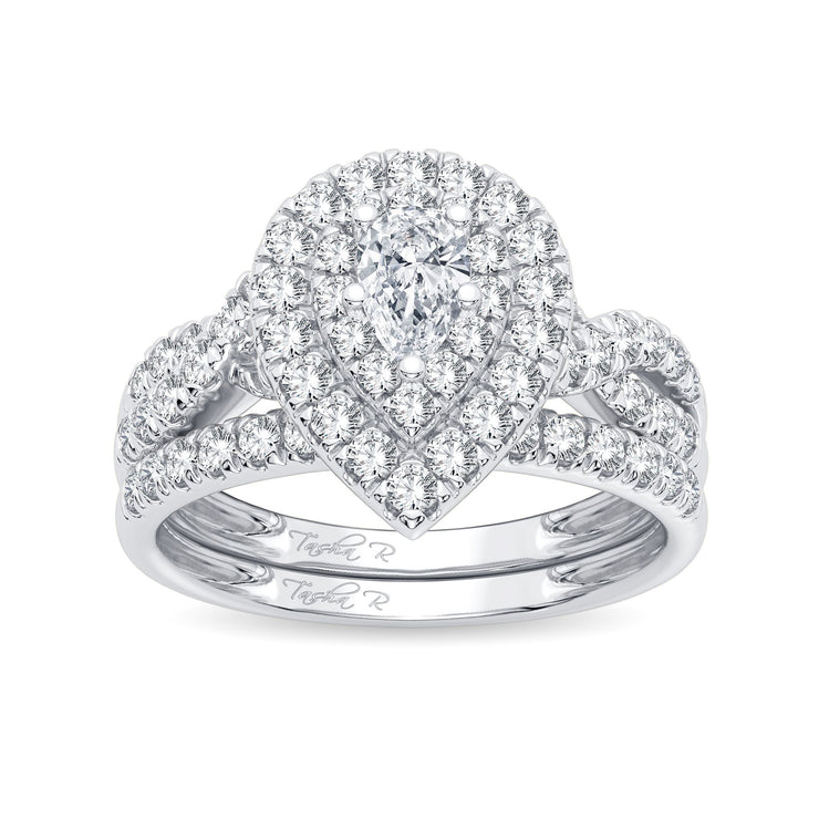 14k-white-gold-1-00-ct-tw-oval-cut-diamond-double-halo-pear-shaped-twisted-shank-bridal-ring-set-fame-diamonds