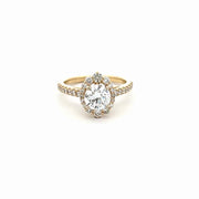 Vintage Halo Lab Grown Diamond Engagement Ring 1.6 ctw total in 14k Yellow Gold