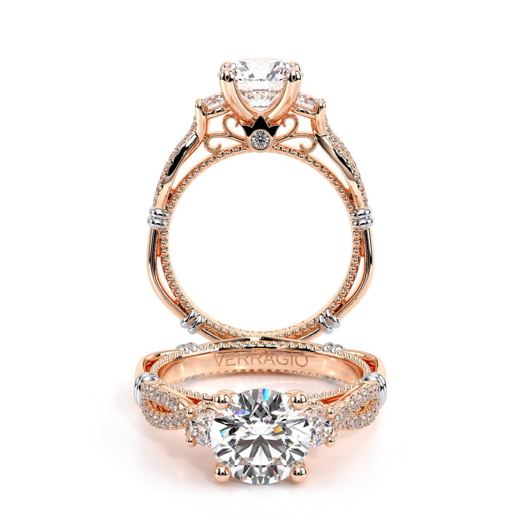 Verragio PARISIAN-129 Timeless 3-Stone Diamond Engagement Ring 0.35TW (Round, Princess, Oval Cut)