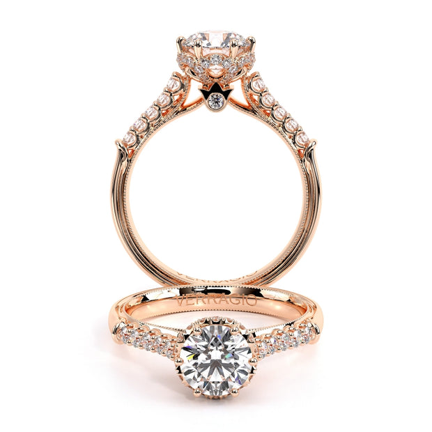 Verragio Classic 938R7 Round Halo 0.30ctw Side-Diamonds Engagement Ring