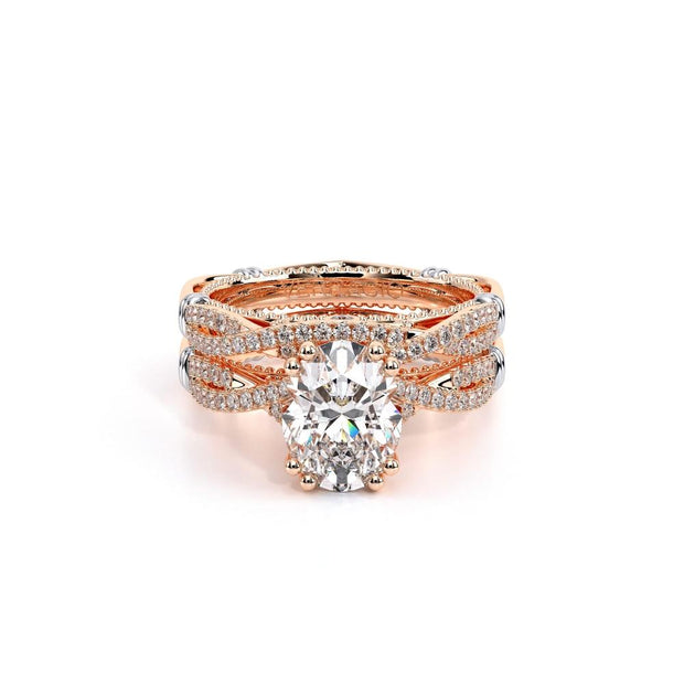 Verragio Parisian D-105 0.15ctw Solitaire with twist diamond shank Engagement Ring (Round, Princess, or Oval Cut)