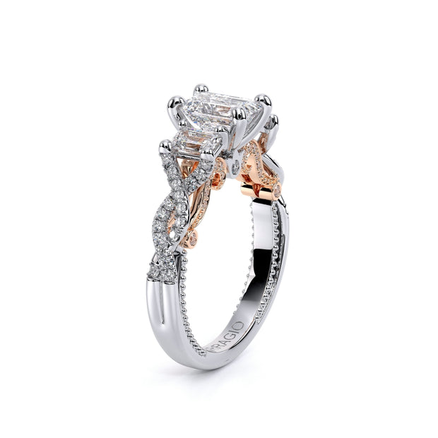 Verragio-Insignia 3-stone Emerald Cut 0.80ctw Side Diamond Engagement Ring