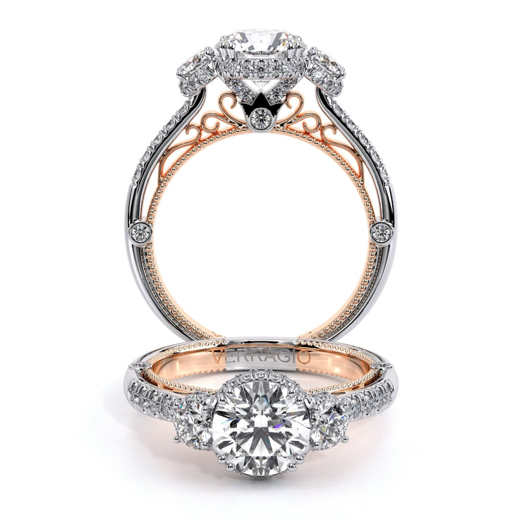 Verragio VENETIAN-5082 3-Stone Stardust Halo Diamond Engagement Ring 0.60TW