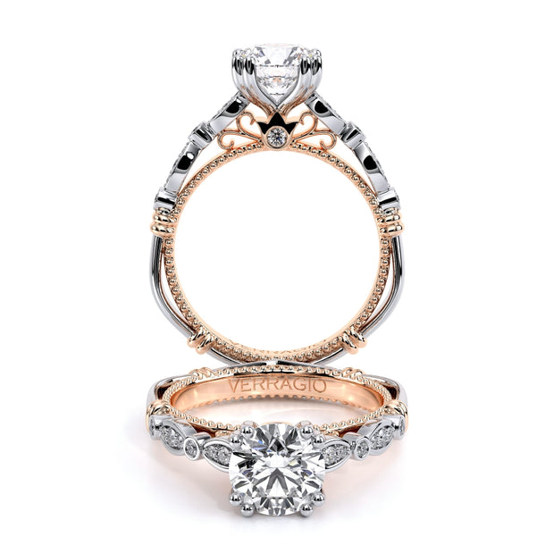 Verragio Parisian D-100 0.15ctw Solitaire Bezel & Pave Shank diamond Engagement Ring (Available in Round, Princess and Oval Cut)
