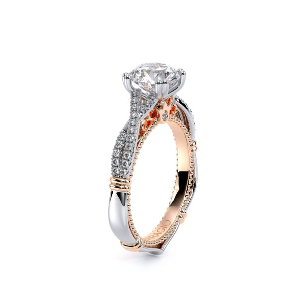 Verragio Parisian D-105 0.15ctw Solitaire with twist diamond shank Engagement Ring (Round, Princess, or Oval Cut)