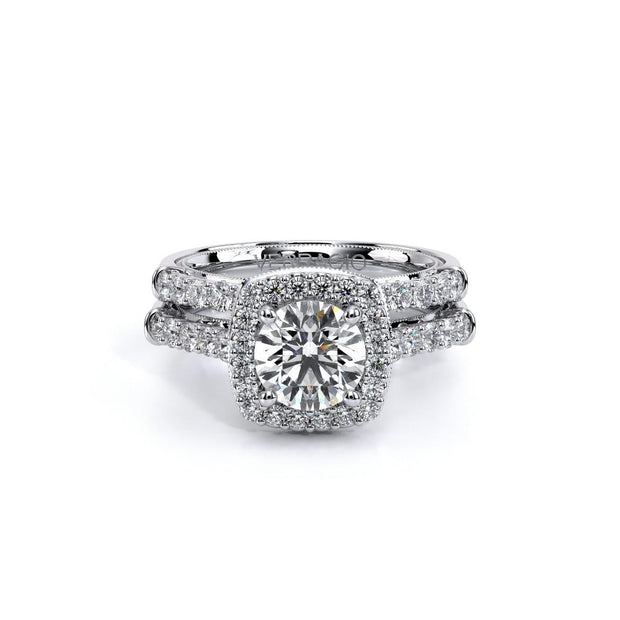 Verragio Renaissance-903-7 Halo 0.50ctw Side-Diamond Engagement Ring ( Round or Cushion)