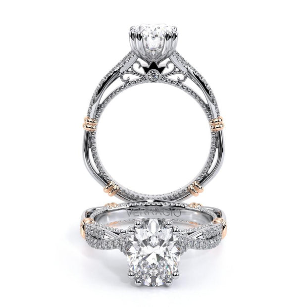 Verragio Parisian D-105 0.15ctw Solitaire with twist diamond shank Engagement Ring (Available in Round, Princess, Oval Cut)