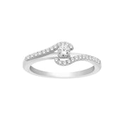 14K White Gold 0.20ctw Open Swirl Fancy Diamond Promise Ring