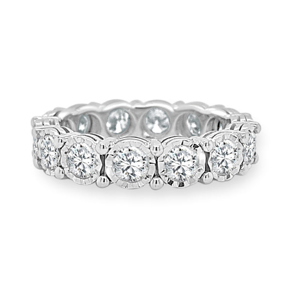 Illusion Set Eternity Band Made In 14K White Gold