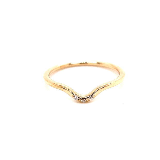14k Yellow Gold Curved Diamond Wedding Band