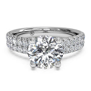 Ritani 1RZ1324 14K White Gold 0.45ctw Solitare Diamond With Two Row Diamond Band Engagement Ring | Fame Diamonds