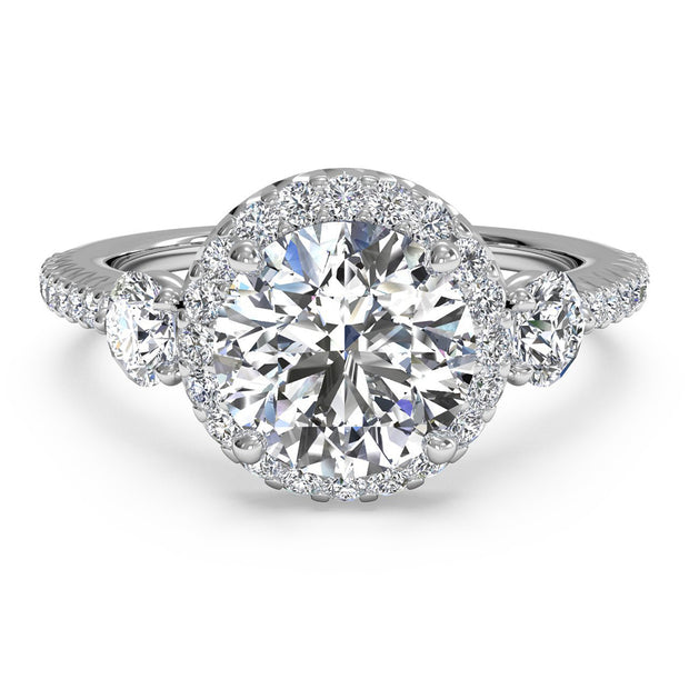 Ritani 1RZ3701 14K White Gold 0.47ctw Halo Diamond Engagement Ring | Fame Diamonds