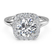 Ritani  1RZ1322 14K White Gold 0.20ctw Cushion Halo Diamond Engagement Ring | Fame Diamonds