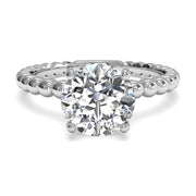 Ritani 1RZ1325 14K White Gold 0.03 Beaded Solitaire Diamond Engagement Ring | Fame Diamonds