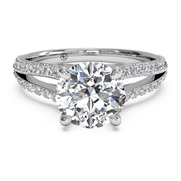 Ritani 1RZ2488 14K White Gold 0.24ctw Round Solitare Split V Shank Diamond Engagement Ring | Fame Diamonds