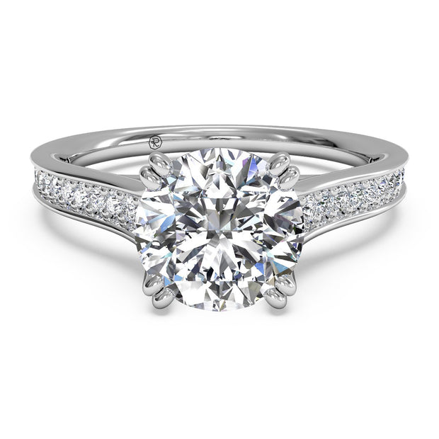 Ritani 1RZ2493 14K White Gold 0.17ctw Round Solitaire Diamond Engagement Ring | Fame Diamonds