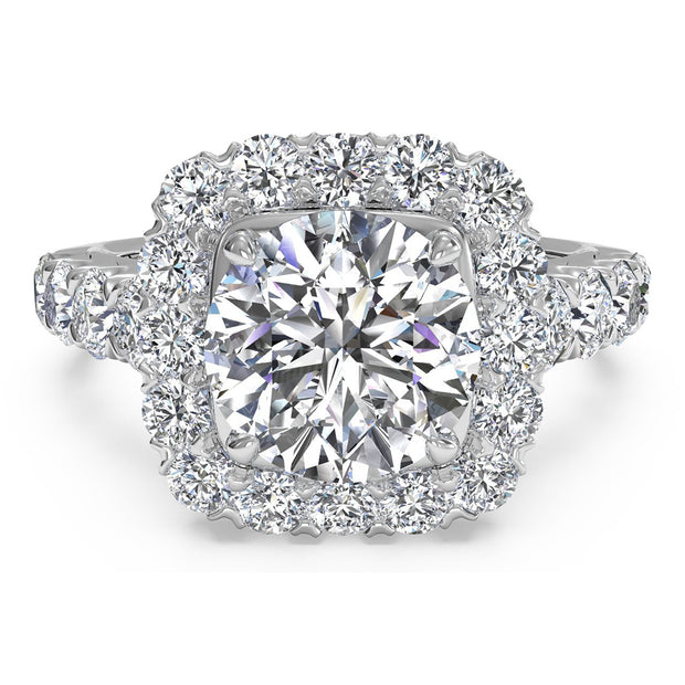 Ritani 1RZ2817 14K White Gold 0.75ctw Cushion Halo Diamond Engagement Ring | Fame Diamonds
