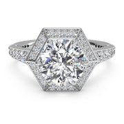 Ritani 1RZ3105 14K White Gold 0.35ctw Halo Diamond Engagement Ring | Fame Diamonds
