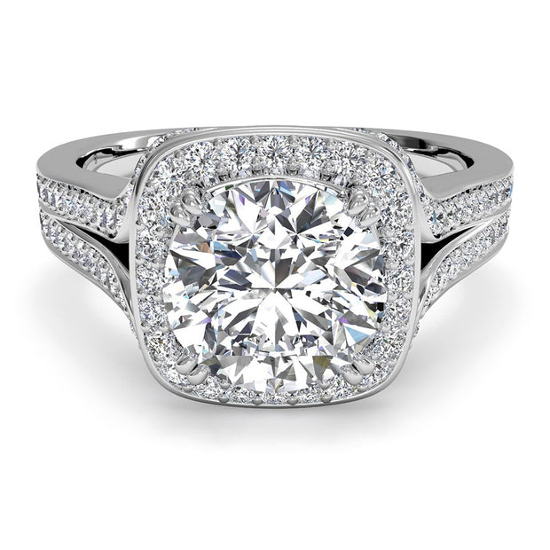 Ritani 1RZ3152 14K White Gold 0.44ctw Halo Diamond Engagement Ring | Fame Diamonds