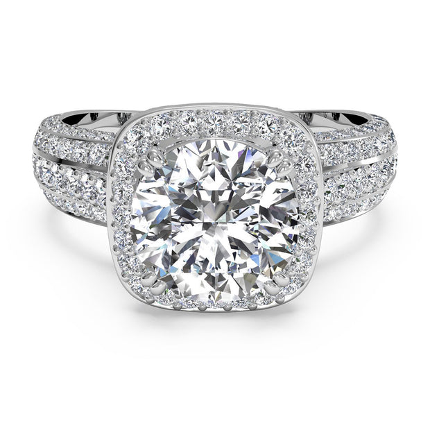 Ritani 1RZ3156 14K White Gold 0.75ctw Halo Diamond Engagement Ring | Fame Diamonds