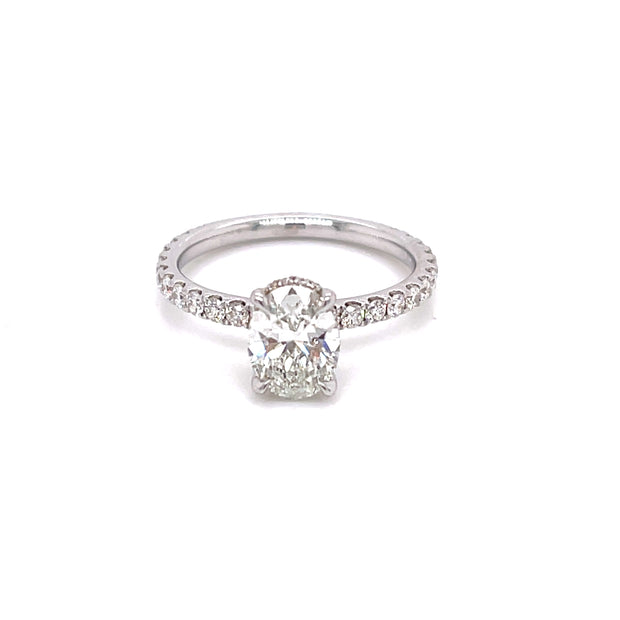 1.09ct GIA Oval Hidden Halo Diamond Engagement Ring
