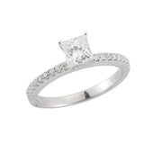 14-K-White-Gold-Princess-Prong-Set-solitaire-side-stone-Engagement-Ring-fame-diamonds