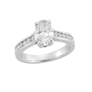 White Gold Solitaire Side Stone Engagement Diamond Ring | Fame Diamonds