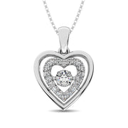 Sterling Silver 1/8 Ct.Tw. Moving Diamond Heart Pendant