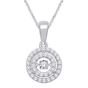 10K White Gold 0.3ctw Dancing timeless Diamond Pendant