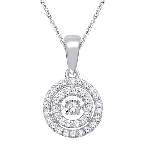 10K White Gold 0.3ctw Dancing timeless Diamond Pendant