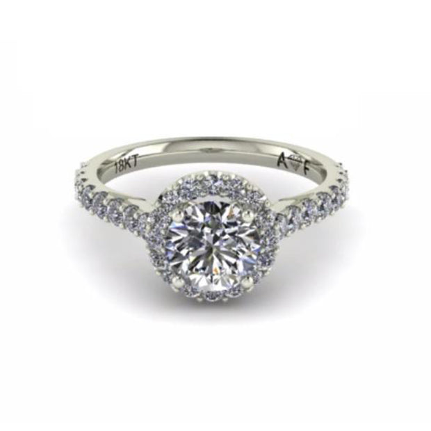 18 K White Gold 0.75ctw  Round Halo stone  Ring  PRMAR180020