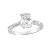 14K White Gold Pave Side Stone Engagement Diamond Ring | Fame Diamonds