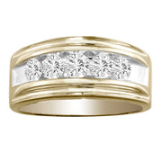 14K Yellow Gold 1.00 Ct. Tw. 5 Stone Diamond Mens Ring