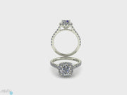 Modern Cushion Halo Side-Stone Diamond Engagement Ring