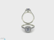 Modern Cushion Halo Side-Stone Diamond Engagement Ring