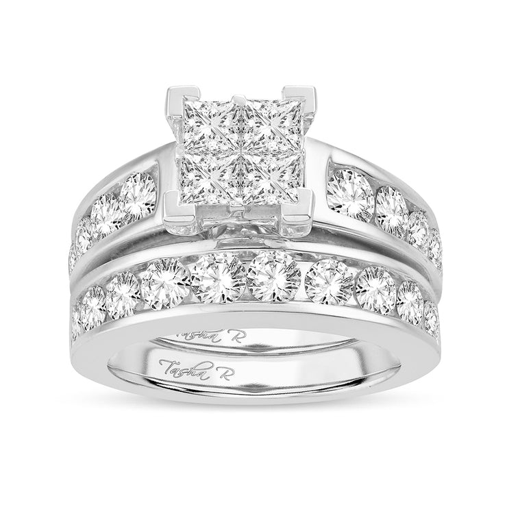 14K 3.00ctw Illusion Quad Princess Diamond Ring