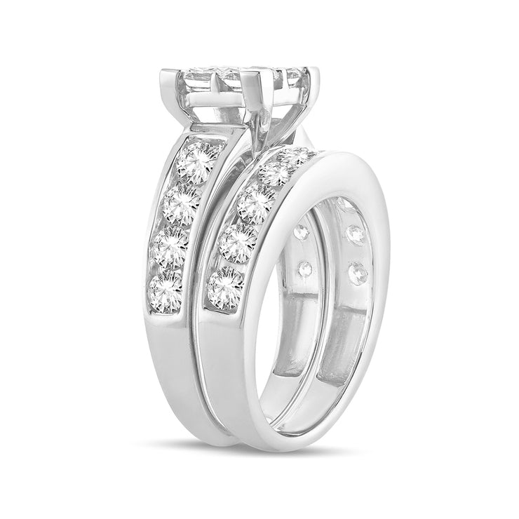 14K 3.00ctw Illusion Quad Princess Diamond Ring