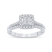 14K White Gold Halo Multi-Stone Diamond Engagement Ring