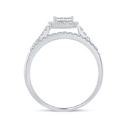 14K White Gold Halo Multi-Stone Diamond Engagement Ring